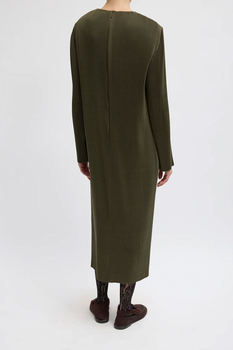 Plisse Midi Dress - Green