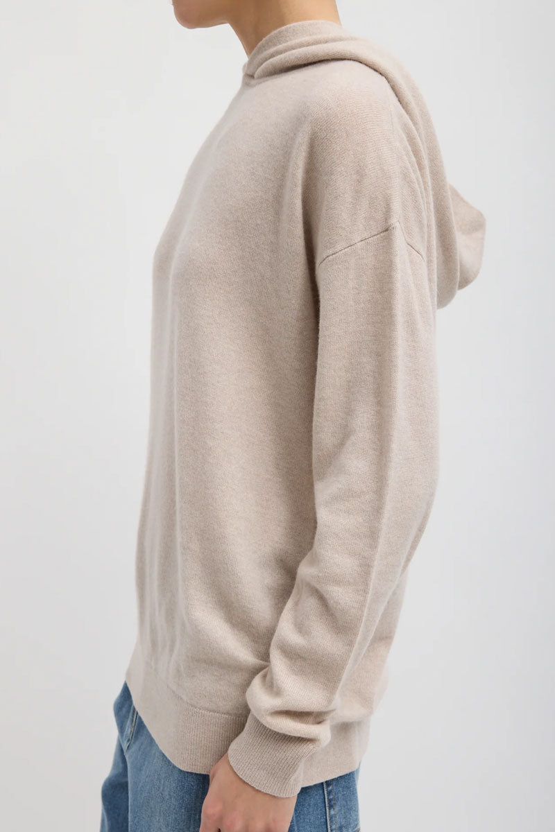 Washable Cashmere Easy Mens Hoodie - Oatmeal Melange