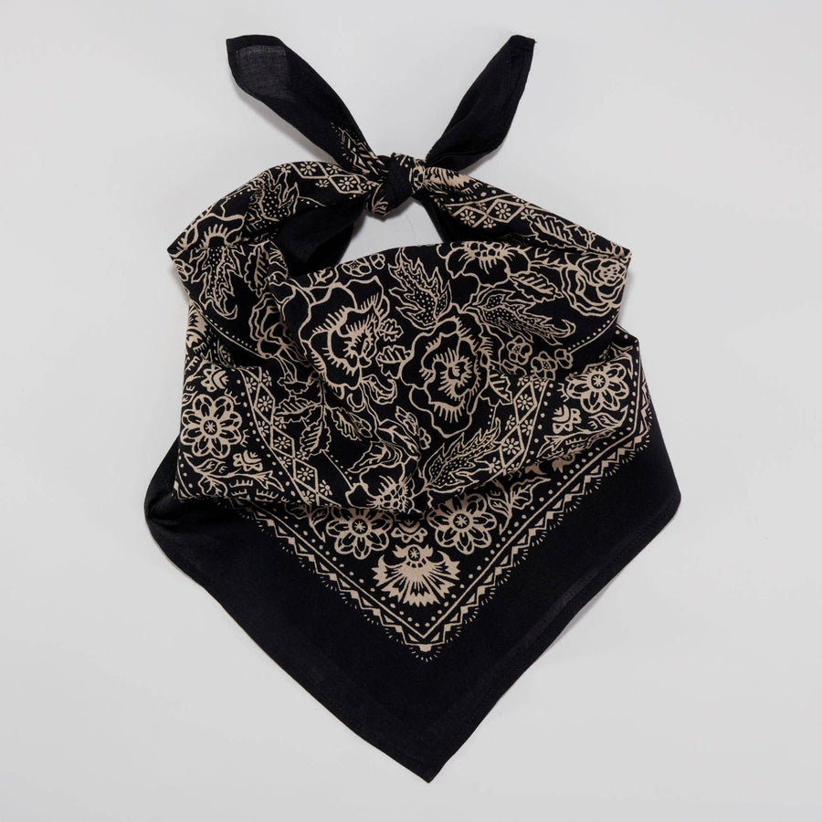 Cotton Rosey Bandana | Black