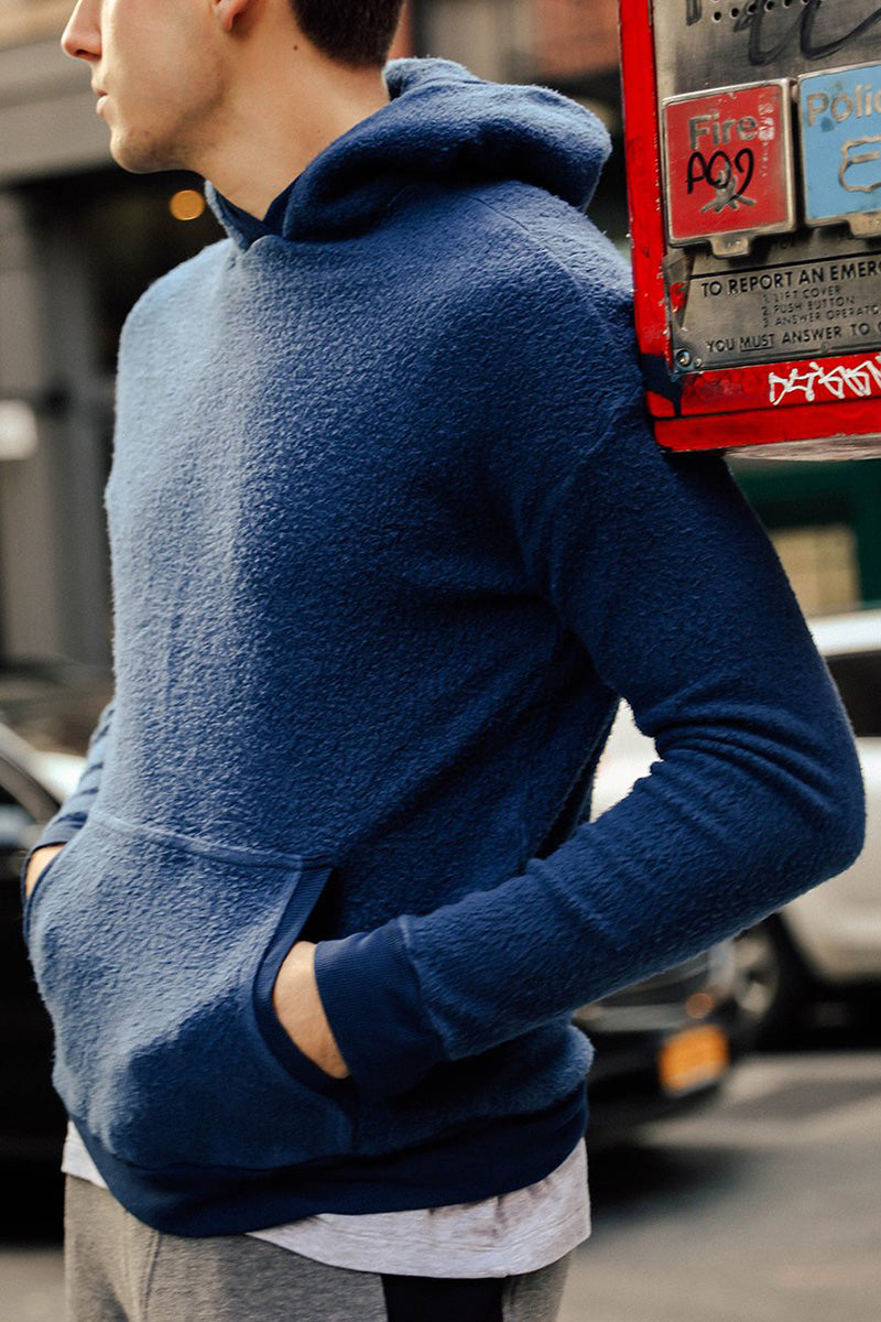 Sherpa Drop Shoulder Hoodie - Blue
