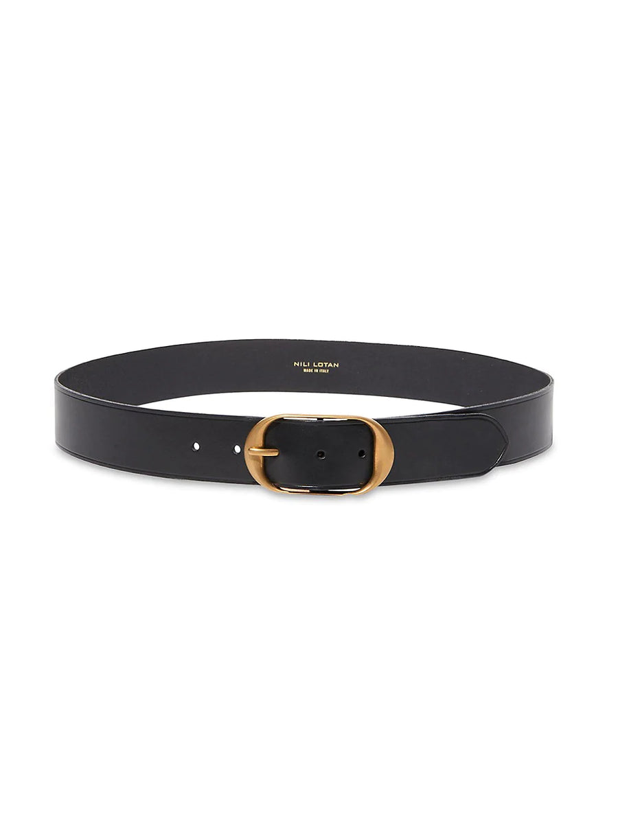 Nili Belt - Black w/ Antique Brass Buckle